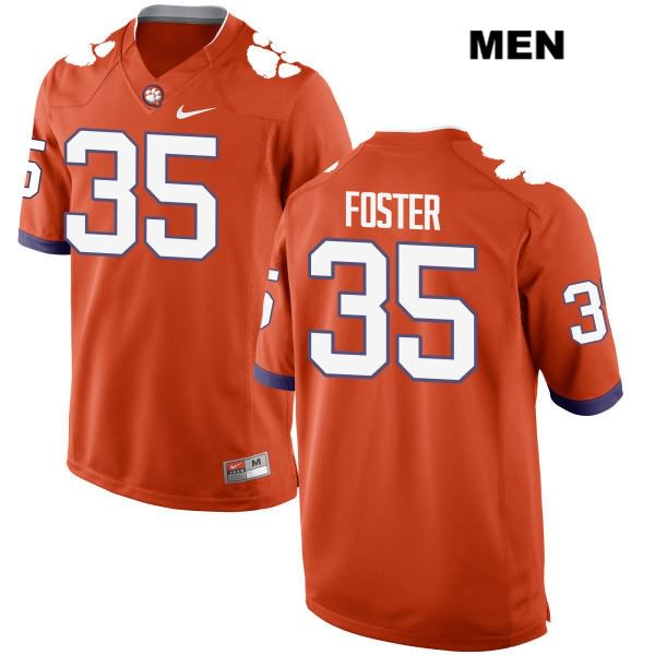 Men's Clemson Tigers #35 Justin Foster Stitched Orange Authentic Nike NCAA College Football Jersey XCO2846QX